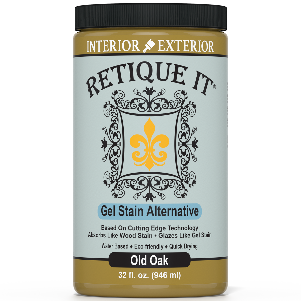 Retique It Gel Stain in Old Oak showing a smooth application on wood surface with rich, warm oak color and glossy finish.