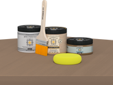 Retique It Wood'n Door Smooth Finish Kit in barn wood stain, featuring a matte table with wood stain application and smooth finish.