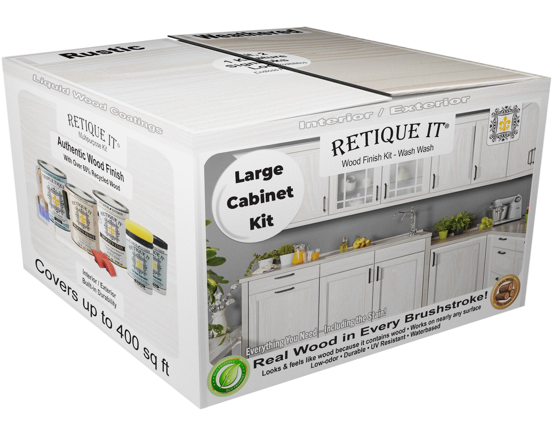 Wood'n Cabinet Kit (48 Door / Grained) - White Wash