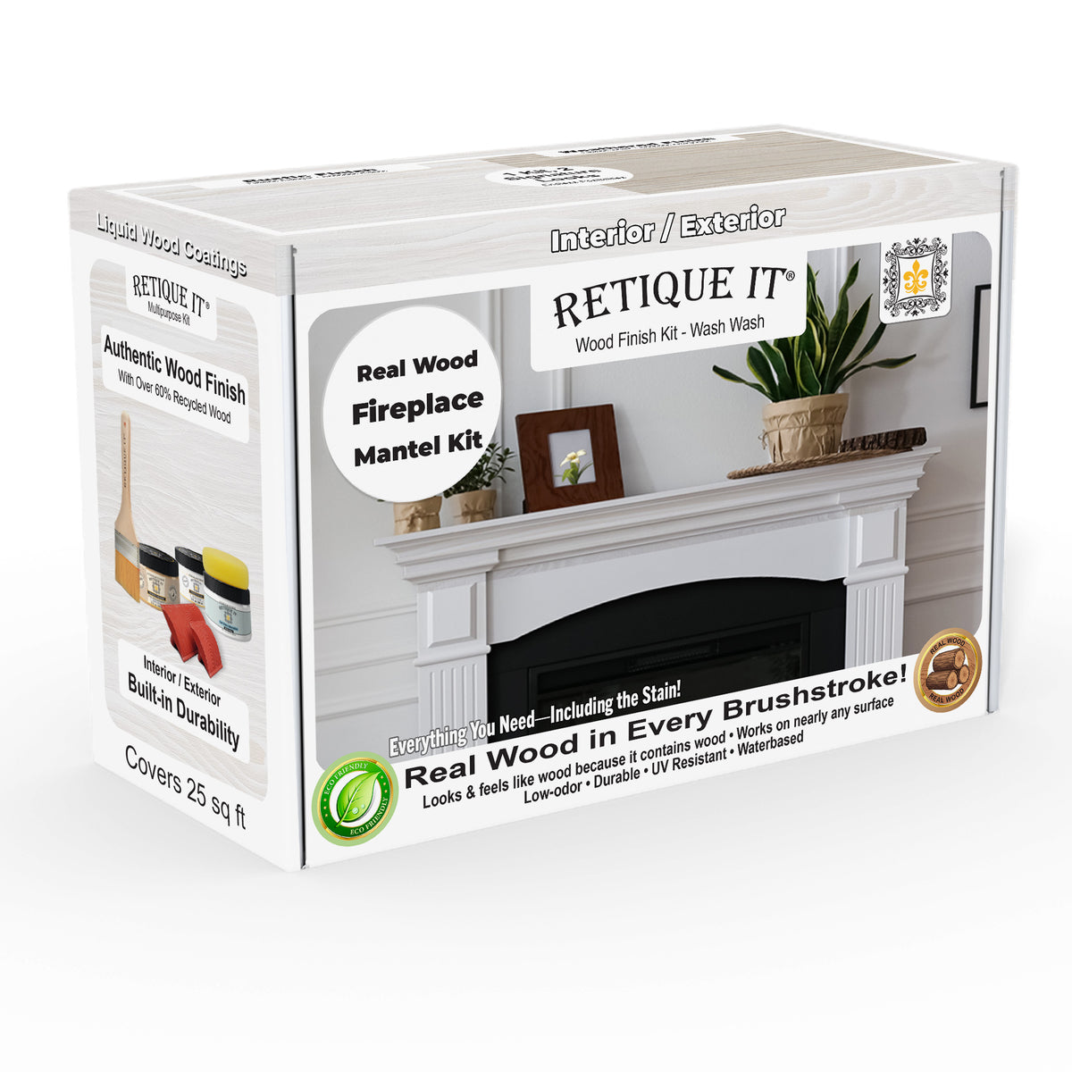 Fireplace Mantel Wood'n Finish Kit - White Wash