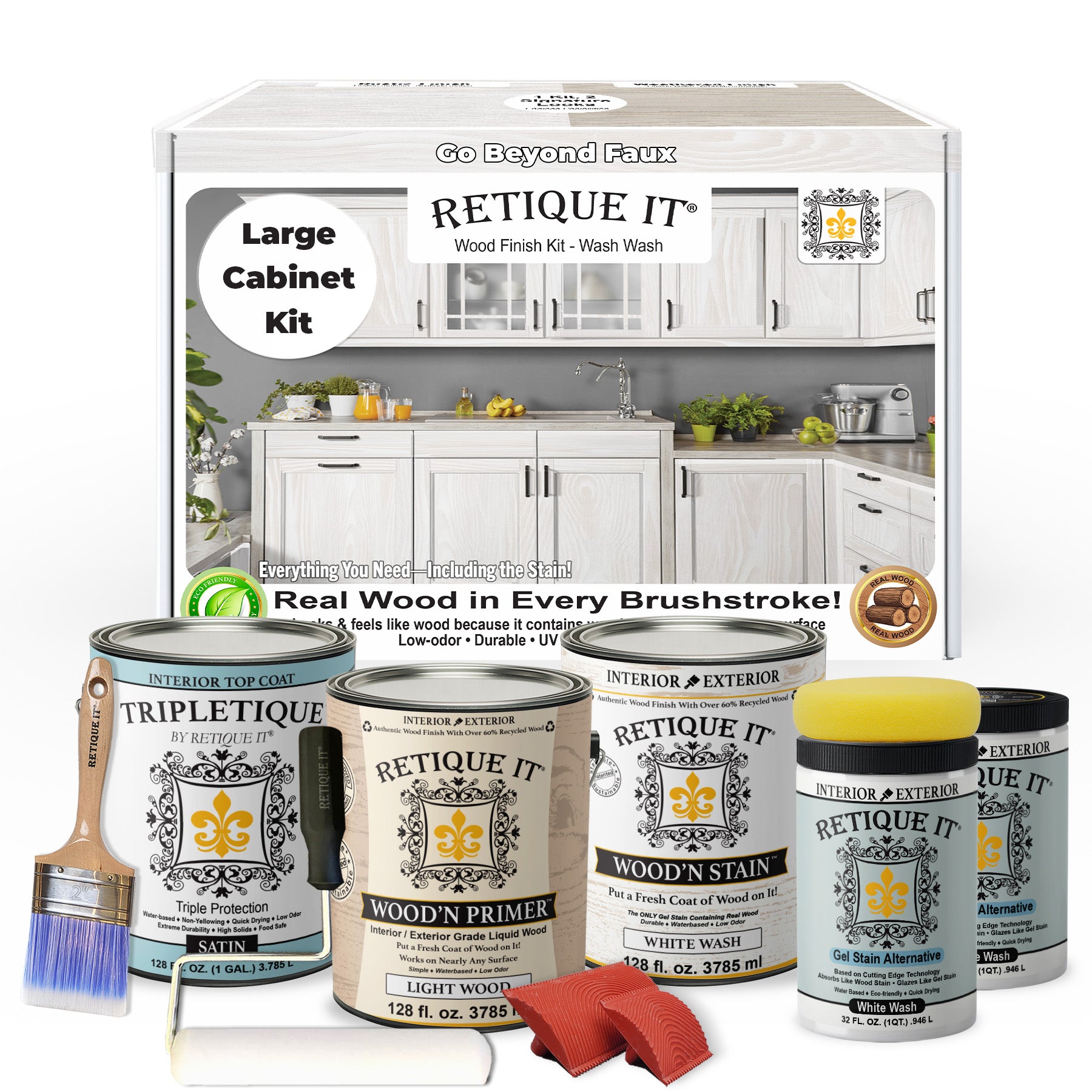 Wood'n Cabinet Kit (48 Door / Grained) - White Wash