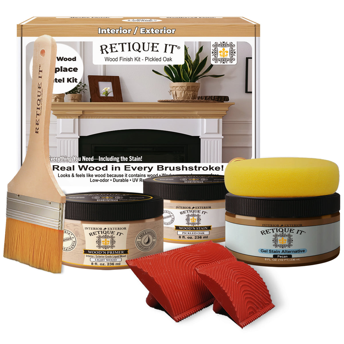 Fireplace Mantel Wood'n Finish Kit - Pickled Oak