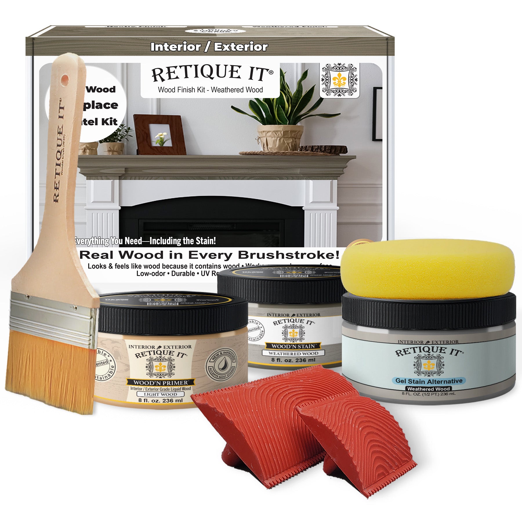 Fireplace Mantel Wood'n Finish Kit - Weathered Wood