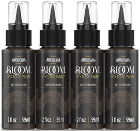 Retique It® Bloom Texture Paint 4-pack in Battlefield Soil showing four containers with textured soil-colored paint bottles.