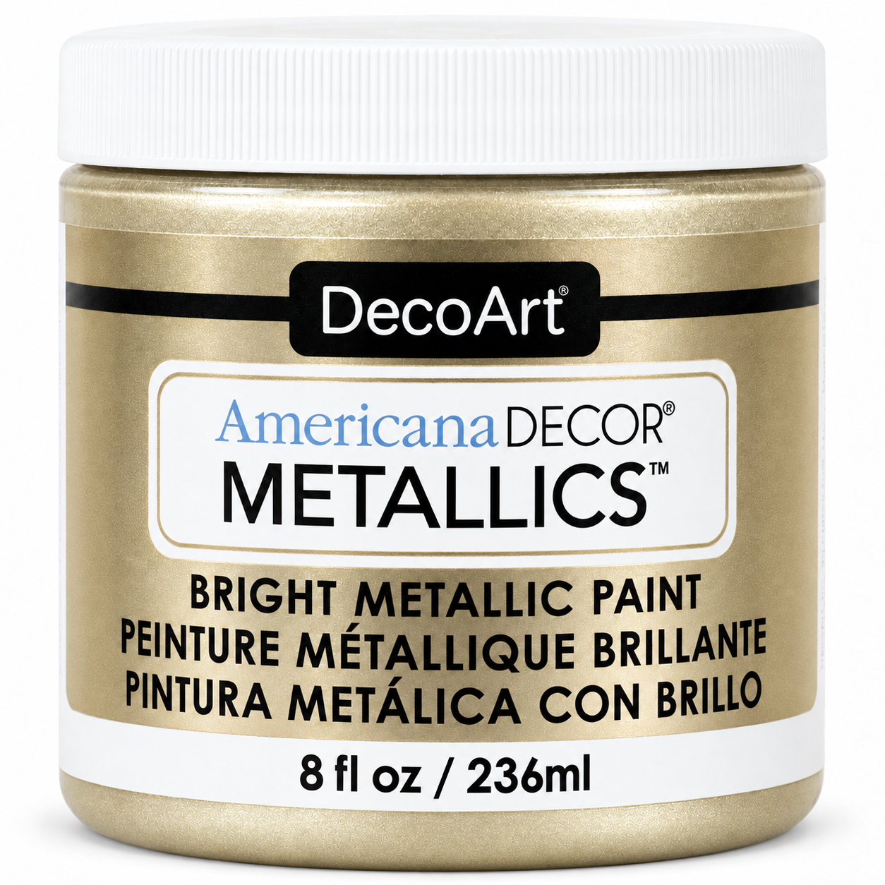 DecoArt Americana Decor Metallics Champagne Gold paint bottle against a plain background