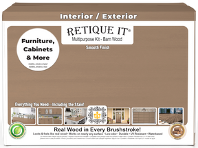 Retique It® Multi-purpose Smooth Finish Kit in Barn Wood, exterior top coat, matte finish, 4 large wood finish bottles in box
