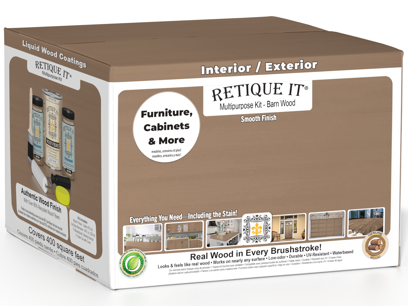 Retique It® Wood'n Finish Kit in barn wood, large size, featuring smooth finish, ideal for furniture and wood projects.