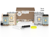 Retique It Multi-purpose Smooth Finish Kit in barn wood for exterior top coating, includes four large wood finish containers and applicator tools.