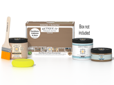 Retique It Multi-purpose Smooth Finish Kit in Barn Wood for interior top coat with gloss, shown with included components.