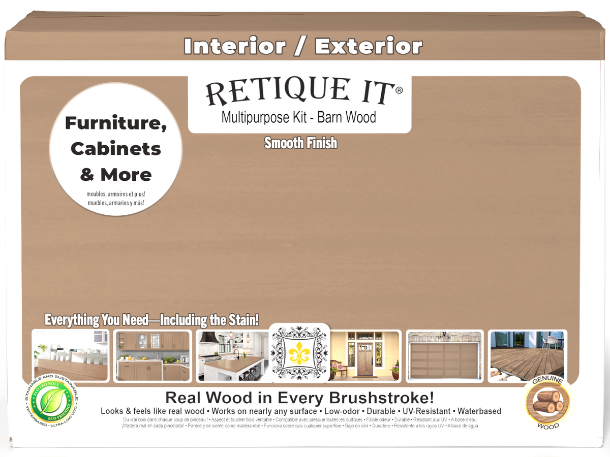 Retique It Multi-purpose Smooth Finish Kit (Large) in Barn Wood, exterior top coat for wood furniture and surfaces.