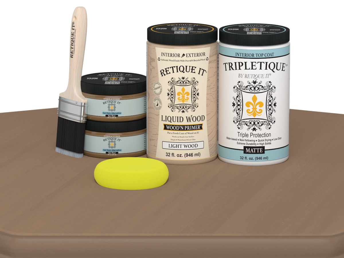 Large Barn Wood Multi-purpose Smooth Finish Kit by Wood'n Finish, includes interior top coat in satin finish, for wood furniture and decor.