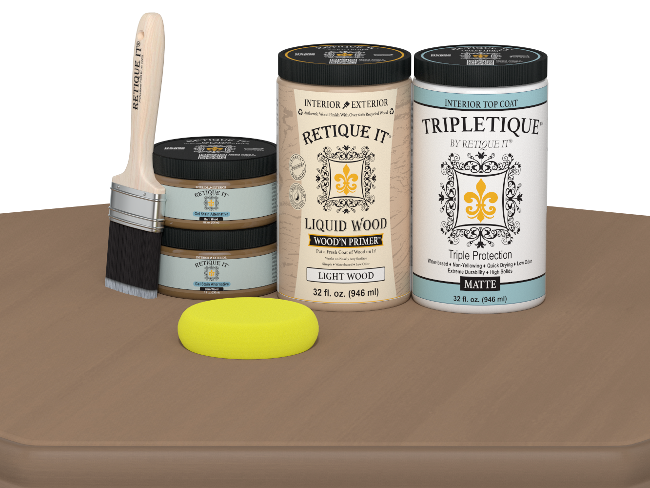 Large Barn Wood Multi-purpose Smooth Finish Kit by Wood'n Finish, includes interior top coat in satin finish, for wood furniture and decor.