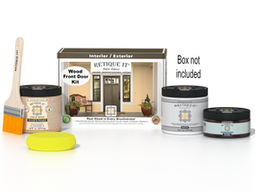 Retique It Wood'n Door Black Walnut stain kit for smooth finish on front doors, featuring black walnut wood stain and application tools.