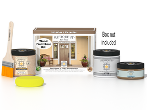 Retique It Wood'n Door Smooth Finish Kit for barn wood, featuring stains and tools for finishing barn wood doors.