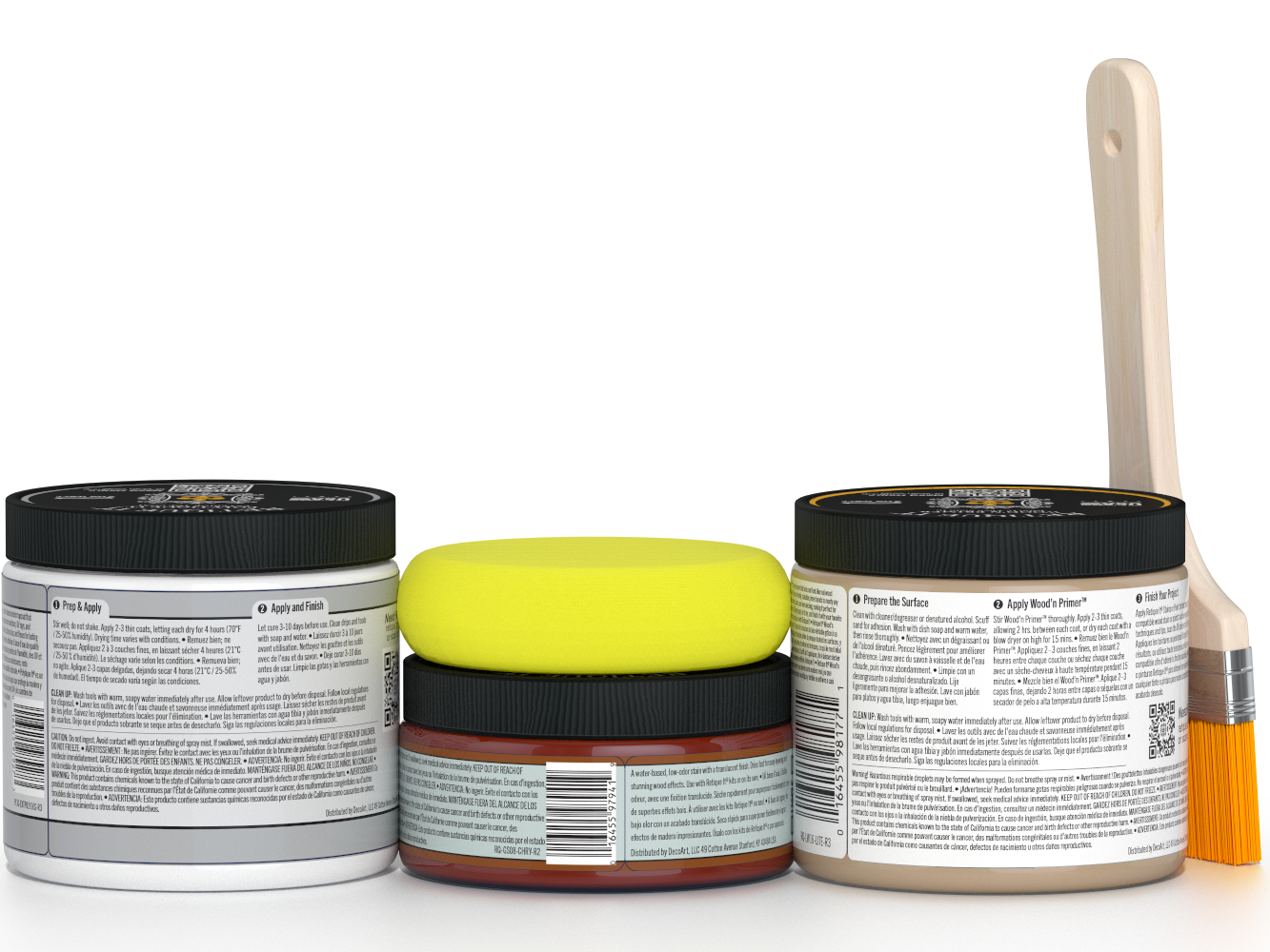 Retique It Wood'n Finish Kit in Vintage Cherry, medium size, with exterior top coat and applicator tools shown in the image.