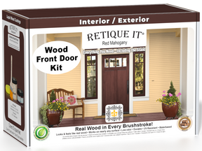 Red mahogany wood stain kit by Retique It featuring smooth finish application for doors and wood surfaces.