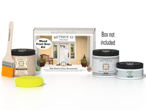 Retique It Wood'n Door Smooth Finish Kit in White Wash stain applied to a front door for a natural, elegant wood finish.