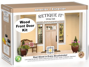 Retique It Wood'n Door Smooth Finish Kit in White Oak stain, showcasing a door with a sleek, polished white oak finish.