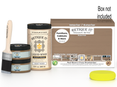 Large Barn Wood Multi-purpose Smooth Finish Kit by Retique It® in wood finish with application tools and instructions.