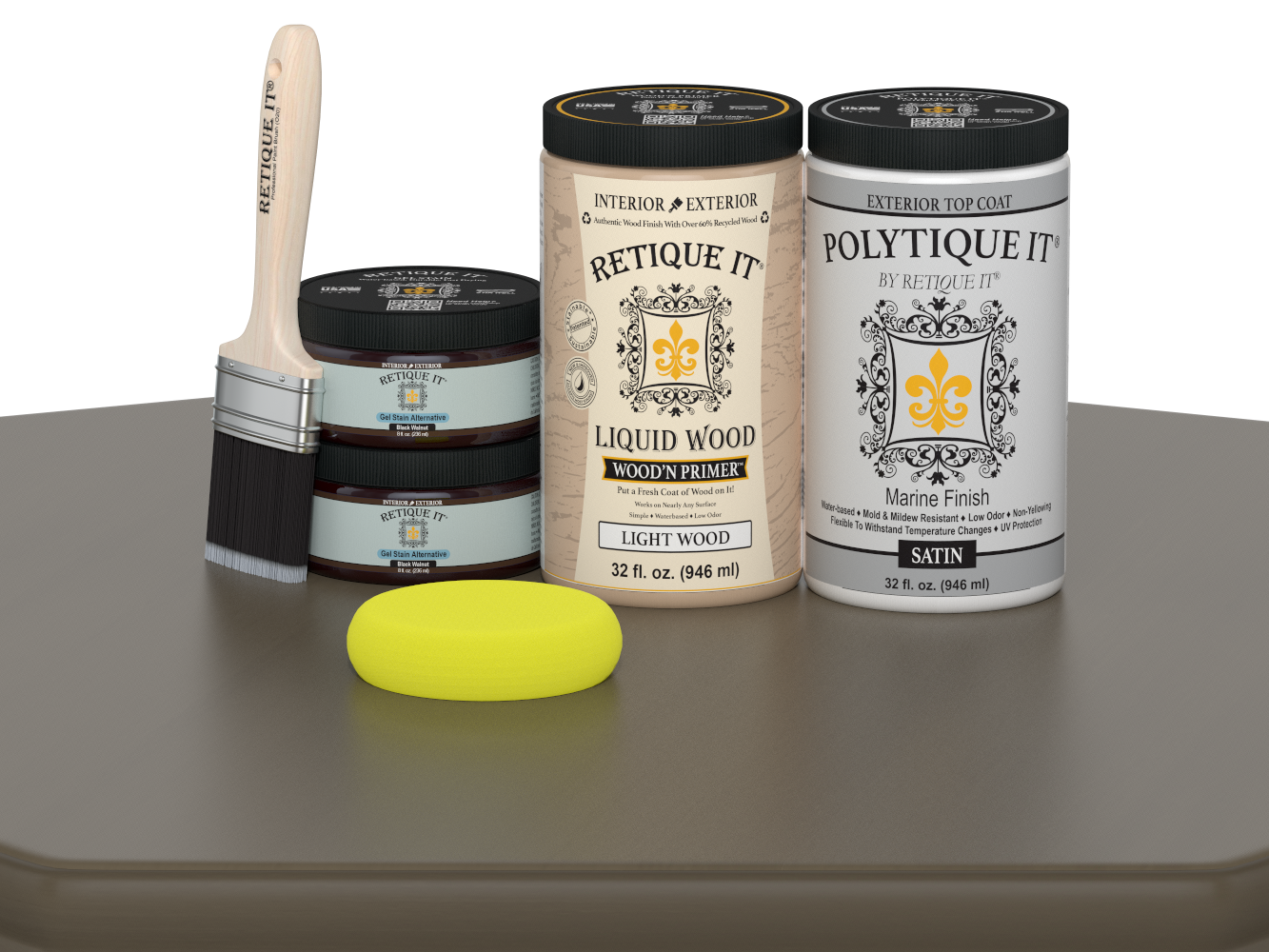 Black Walnut wood stain kit for double doors by Retique It, featuring a smooth satin finish for a polished look.
