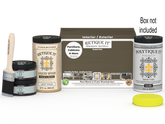 Retique It Multi-purpose Smooth Finish Kit in black walnut for exterior wood, includes top coat and gloss for a sleek finish.