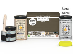 Retique It® Multi-purpose Smooth Finish Kit in black walnut with exterior top coat, includes large kit with wood finish and matte top coat