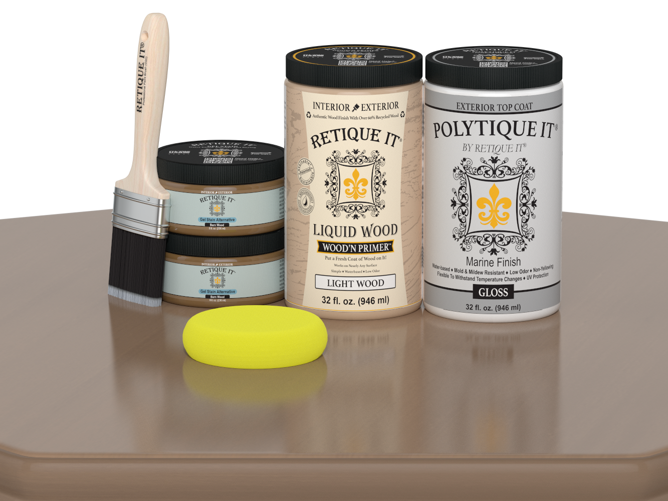 Retique It Wood'n Door Smooth Finish Kit for double barn wood doors, featuring a glossy stain and natural wood appearance.