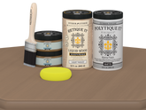 Retique It Wood'n Door Smooth Finish Kit for double barn wood doors with matte stain, showcasing the textured wood surface.
