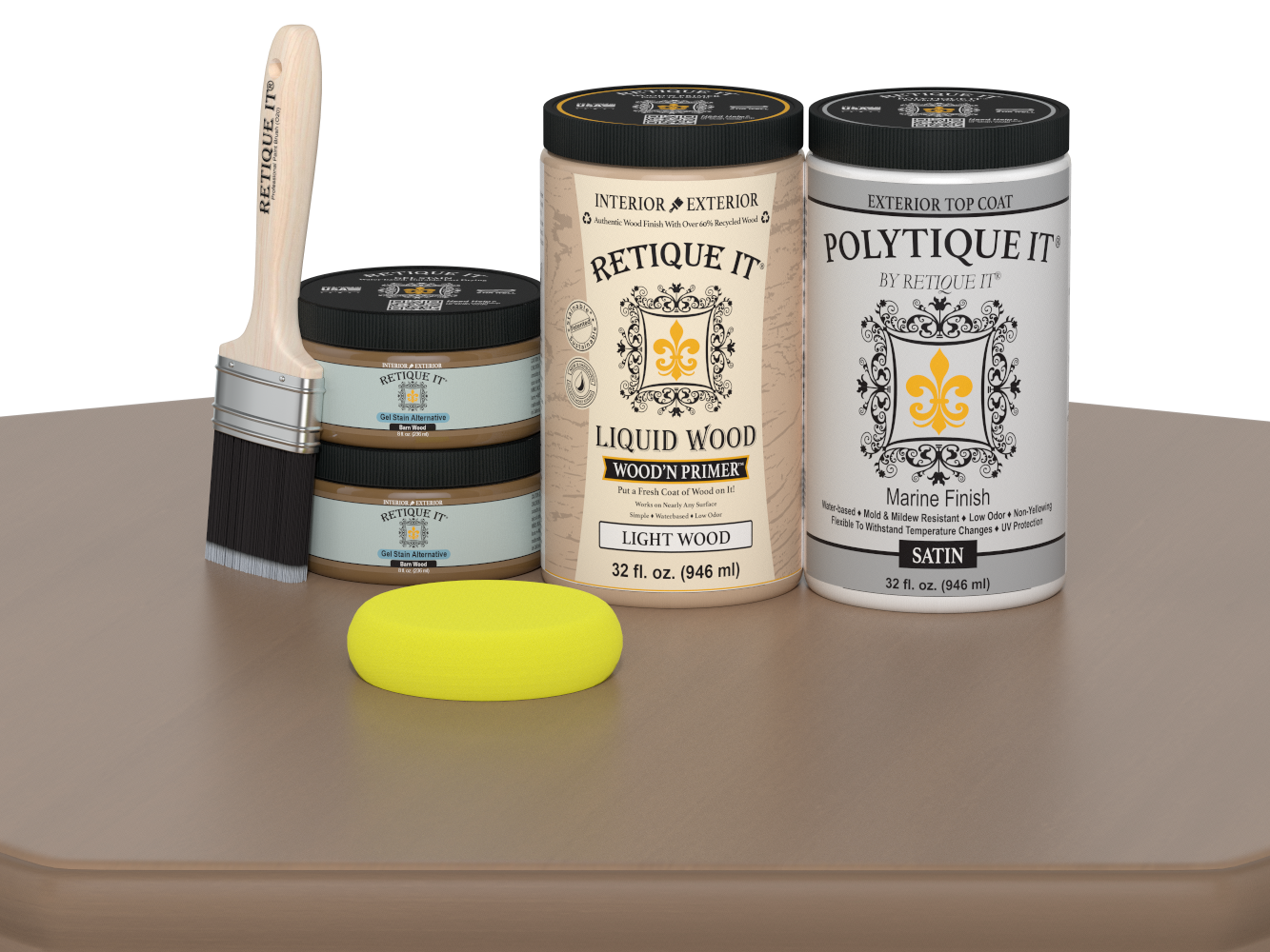 Retique It Wood'n Door Smooth Finish Kit for double barn wood doors with satin stain finish, showcasing a natural wood appearance.