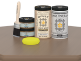 Retique It Wood'n Door Smooth Finish Kit for double barn wood doors with satin stain finish, showcasing a natural wood appearance.