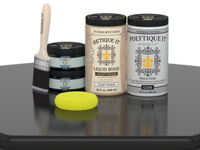 Retique It Wood'n Door smooth finish kit for double doors in classic black, featuring stain application and glossy surface.
