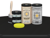 Retique It Wood'n Door Smooth Finish Kit for double doors in classic black with matte stain, ideal for stylish door renovation.