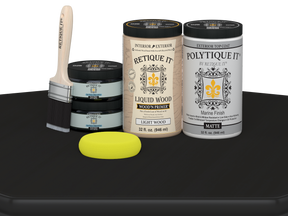 Retique It Wood'n Door Smooth Finish Kit for double doors in classic black with matte stain, ideal for stylish door renovation.