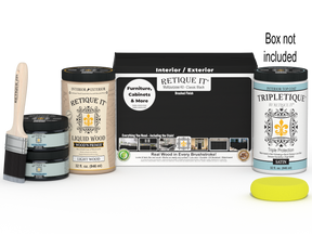 Retique It® Large black multi-purpose wood finish kit with satin interior top coat and smooth finish for wood surfaces.