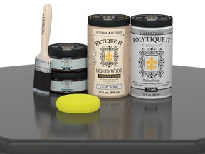 Retique It Wood'n Door smooth finish kit for double doors in charcoal stain, featuring a glossy wood stain product image.