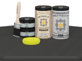 Retique It Wood'n Door Smooth Finish Kit for double doors in charcoal, featuring stain and matte finish on wood surface.
