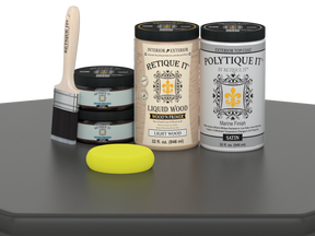 Retique It Wood'n Door smooth finish kit for double doors in charcoal, featuring stain application tools and satin finish.