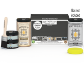 Large Charcoal wood finish kit by Retique It® with exterior top coat in a smooth, matte finish, including brushes and application tools.