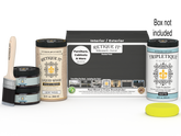 Large charcoal interior wood finish kit with smooth matte top coat by Retique It®, including brushes and accessories in the box.