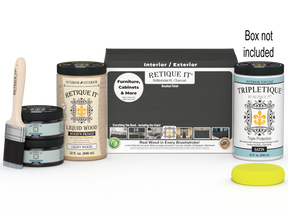 Large Charcoal Multi-purpose Smooth Finish Kit by Retique It® for interior wood surfaces, includes satin top coat and application tools.