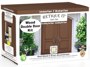 Retique It Wood'n Door Dark Oak stain kit for double doors showing smooth finish and dark oak wood texture.