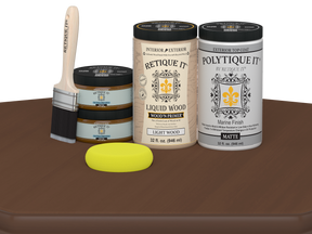 Retique It Wood'n Door smooth finish kit for double doors in dark oak stain with matte finish, showcasing the stain application.