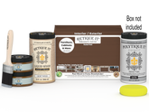 Retique It Multi-purpose Smooth Finish Kit (Large) in Dark Oak with exterior top coat and applicator brushes for wood finishing.