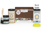 Retique It Multi-purpose Smooth Finish Kit (Large) in Dark Oak for interior wood top coat with glossy finish, includes application tools.