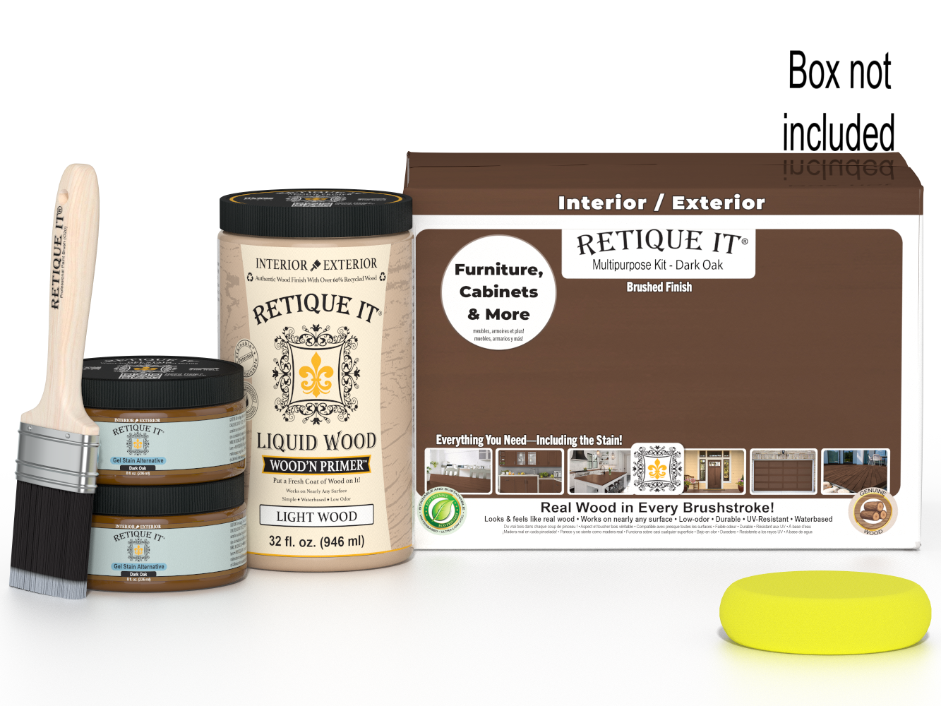 Retique It® Multi-purpose Smooth Finish Kit in Large Dark Oak for wood furniture and decor restoration.