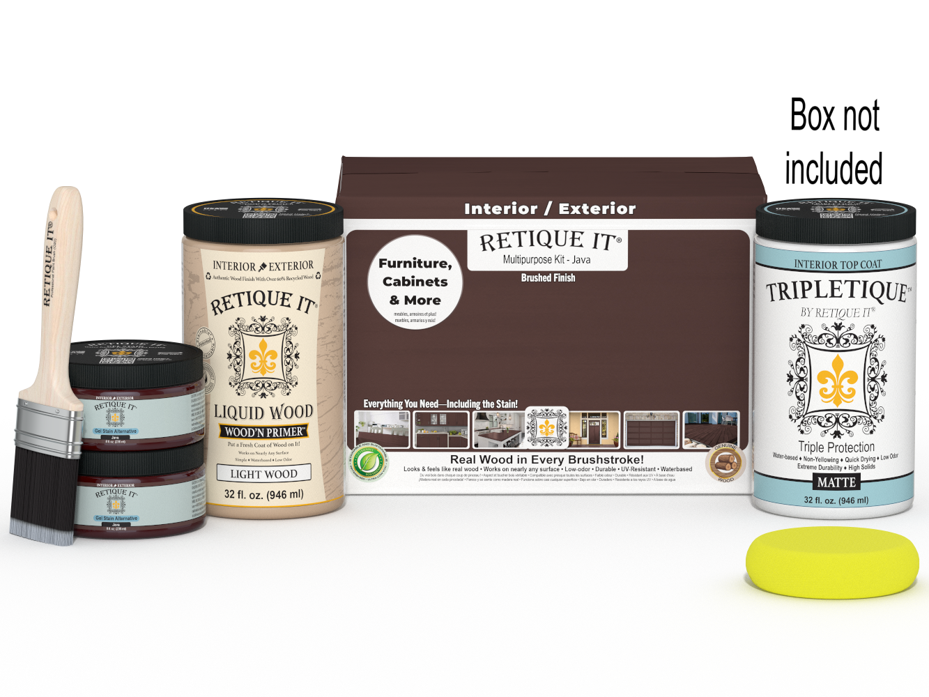 Large Java Multi-purpose Smooth Finish Kit by Retique It® for interior wood projects with matte top coat and smooth finish.