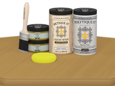 Retique It Wood'n Door Smooth Finish Kit for double doors in Old Oak stain, featuring a matte finish on a wooden door surface.