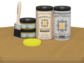 Retique It Wood'n Door Smooth Finish Kit for double doors in Old Oak stain, featuring a matte finish on a wooden door surface.