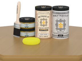Retique It Wood'n Door smooth finish kit for double doors in Old Oak stain, featuring satin wood stain and application tools.