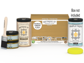 Large Old Oak wood finish kit with gloss top coat from Retique It's Wood'n Finish Kits, including brushes and supplies in a box.